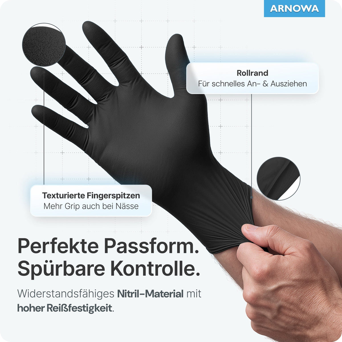 ARNOMED Einweghandschuhe Nitril Schwarz