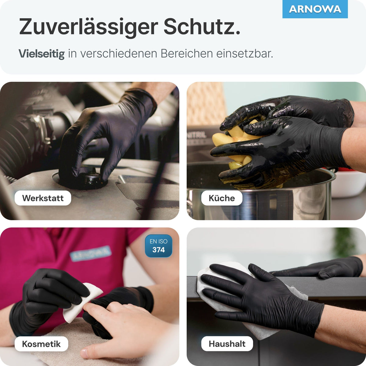 ARNOMED Einweghandschuhe Nitril Schwarz