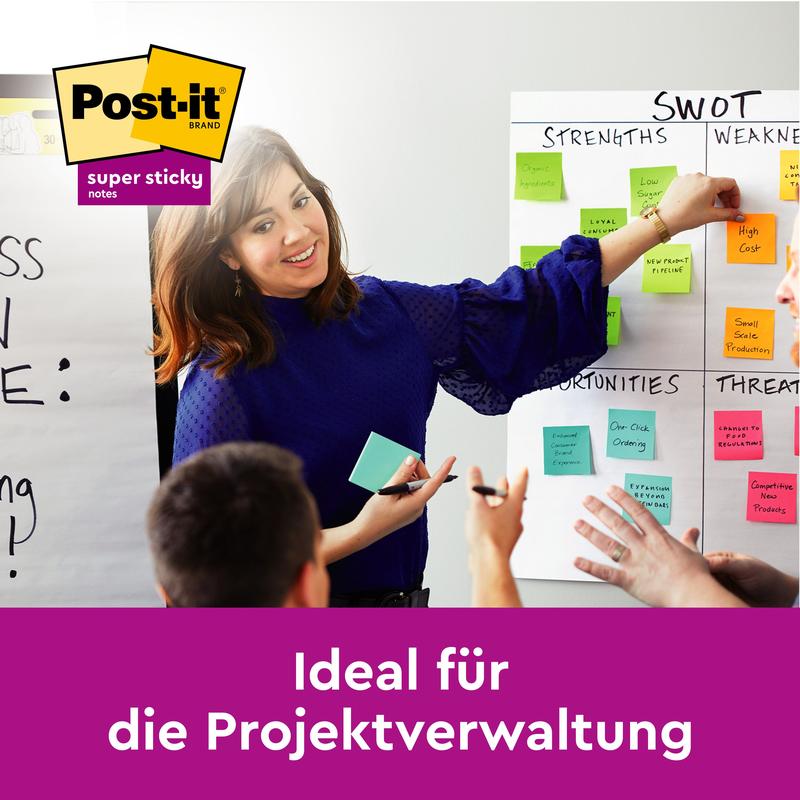 Post-it® Super Sticky Notes, 47,6 mm x 47,6 mm, 90 Blatt/Block, 100% PEFC