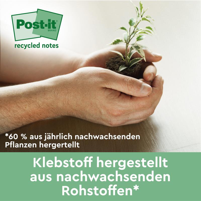 Post-it® Recycling Notes, 38 mm x 51 mm, 100 Blatt/Block, 100% PEFC