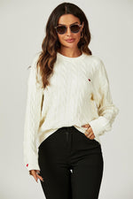 Heart Embroidery Jumper Top In Cream