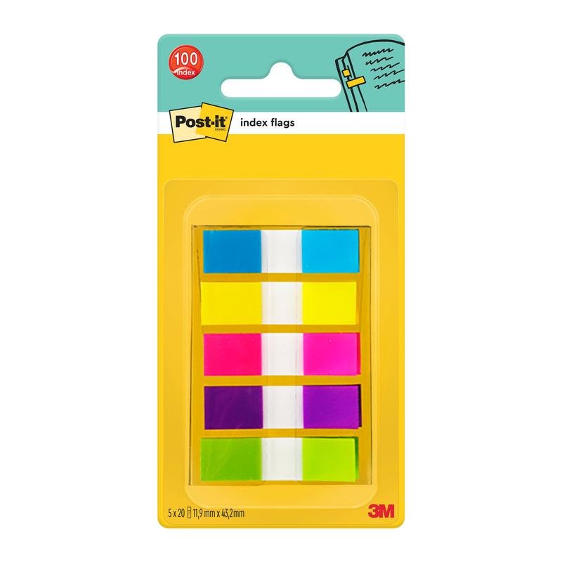 Post-it® Index Haftstreifen, Mini, 11,9 mm x 43,2 mm, 100 Haftstreifen/Spender