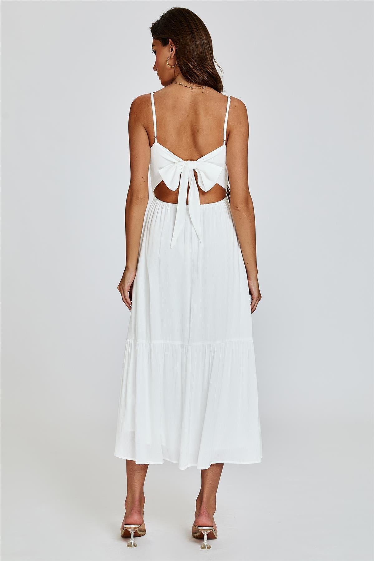 Lace Top Maxi Dress In White