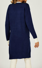 Cream Stripe Cardigan In Navy