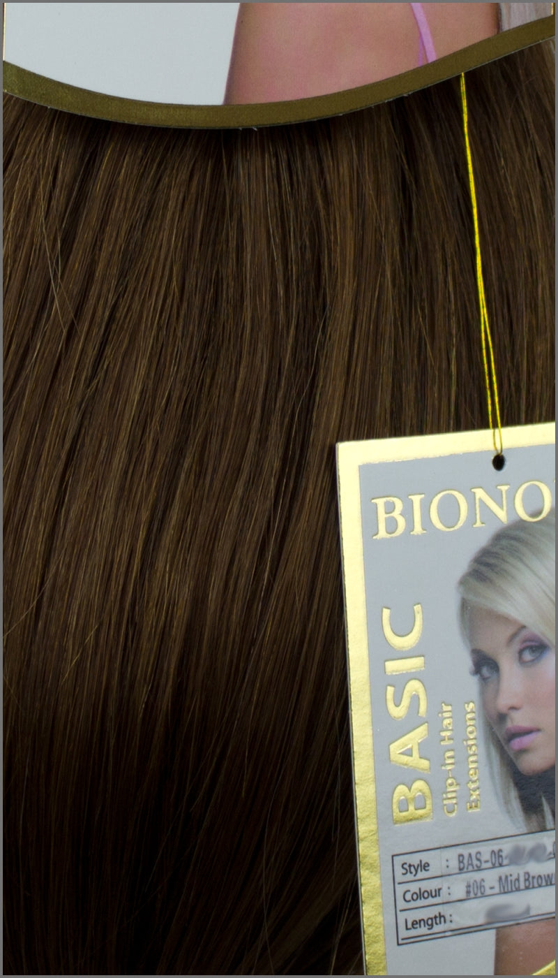 Clip-in Haar Extensions Haarverlängerung mit Echthaar, #06, Mittelbraun, 40 50 60+cm, BASIC, BIONORA