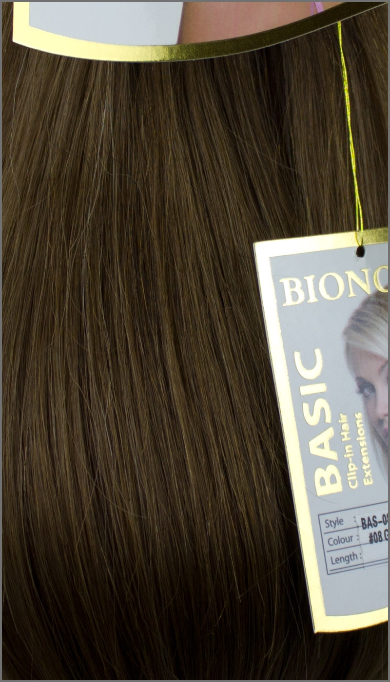 Clip-in Haar Extensions Haarverlängerung mit Echthaar, #08, Goldbraun, 40 50 60+cm, BASIC, BIONORA