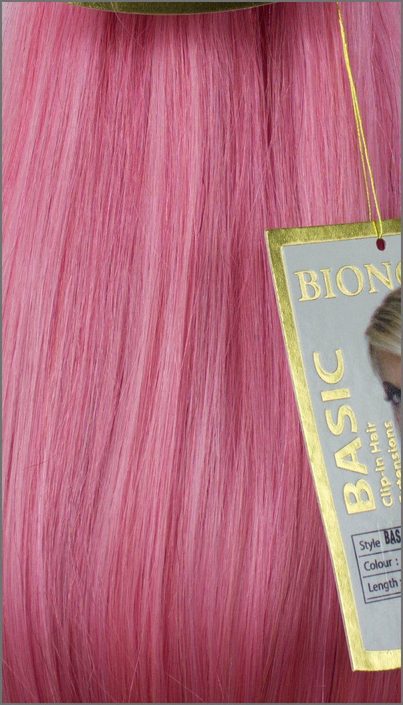 Clip-in Haar Extensions Haarverlängerung mit Echthaar, Pink, 40 50 60+cm, BASIC von BIONORA