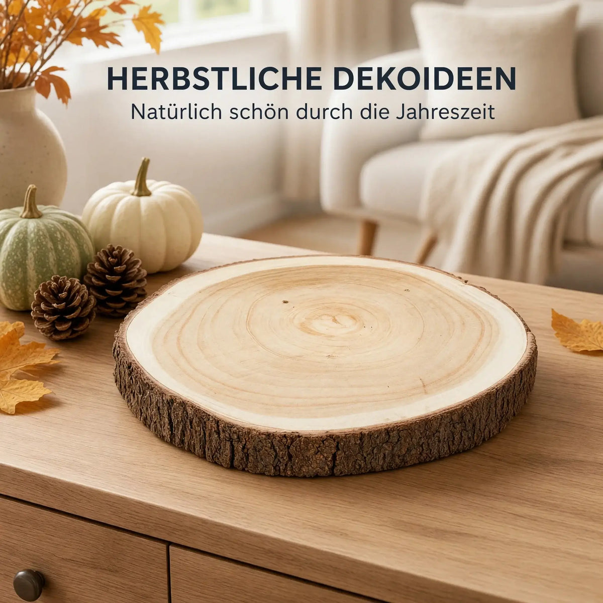 Baumscheibe aus Naturholz – Dekobrett mit Rinde, ca. 25–32 cm