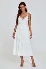 Lace Top Maxi Dress In White