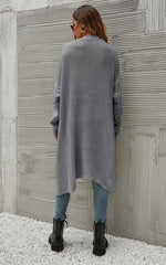 Crocheted Style Sleeves Cardigan Top In Grey