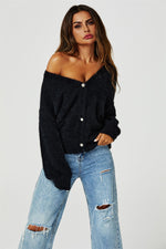 Relaxed Cozy Soft Cardigan In Black