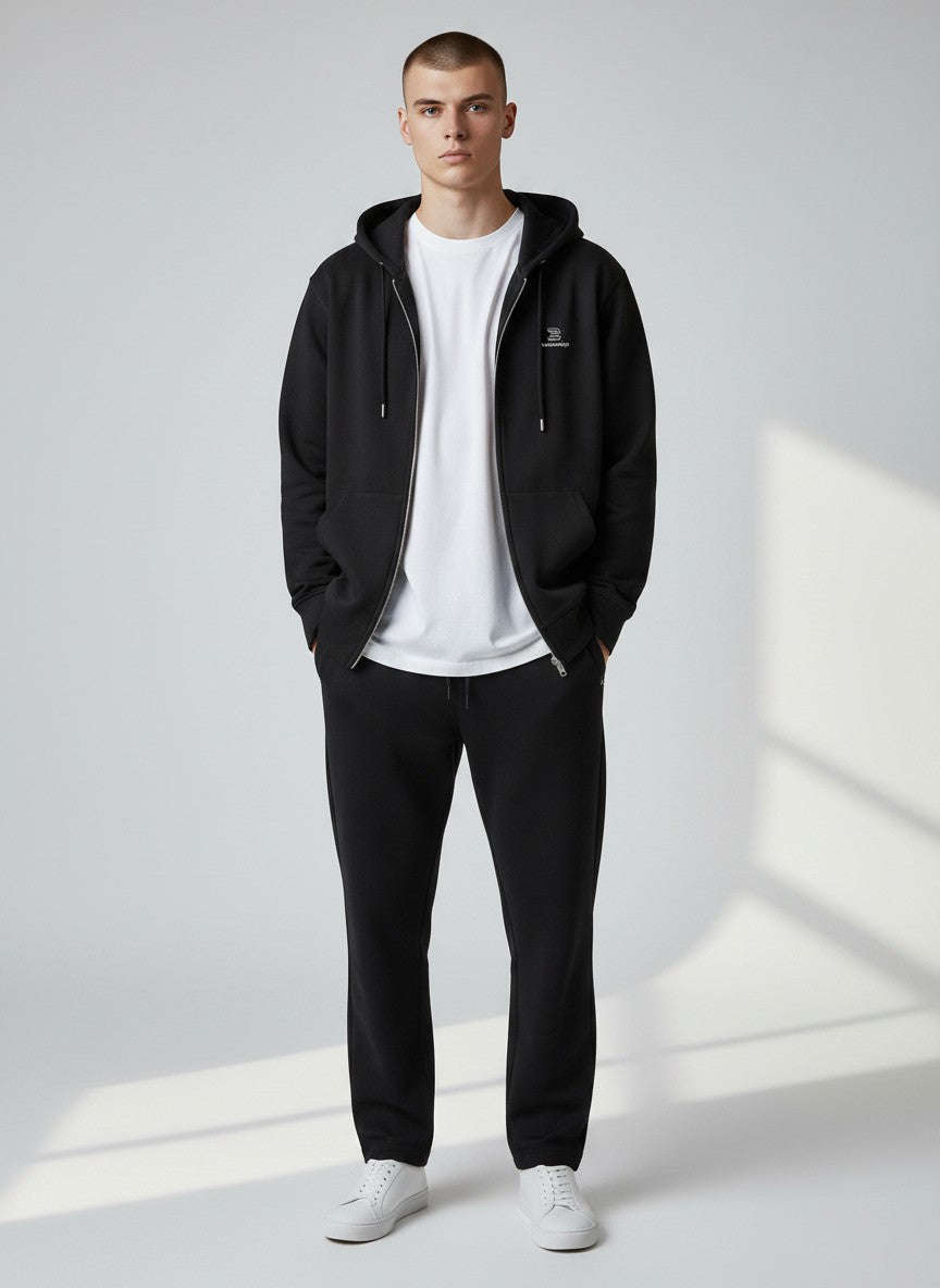 Identity Zip Hoodie 350 g/m² – Bio-Baumwolle, weiße Stickerei