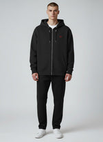 Power Zip Hoodie 350 g/m² – Bio-Baumwolle, rote Stickerei