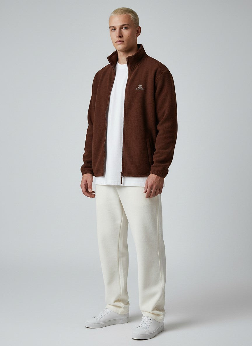 Identity Fleecejacke – weiße Stickerei