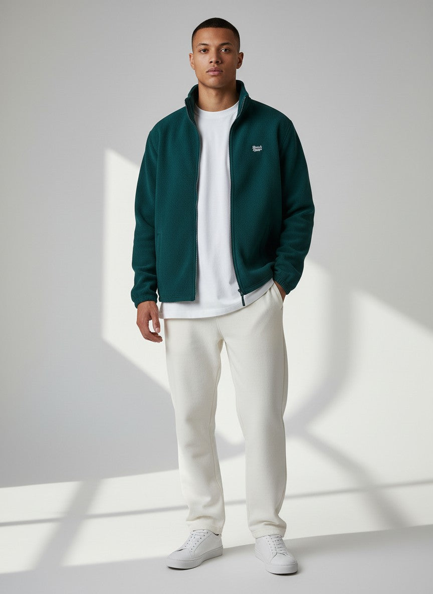 Signature Fleecejacke – weiße Stickerei