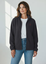 Essential Fleecejacke – rote Stickerei