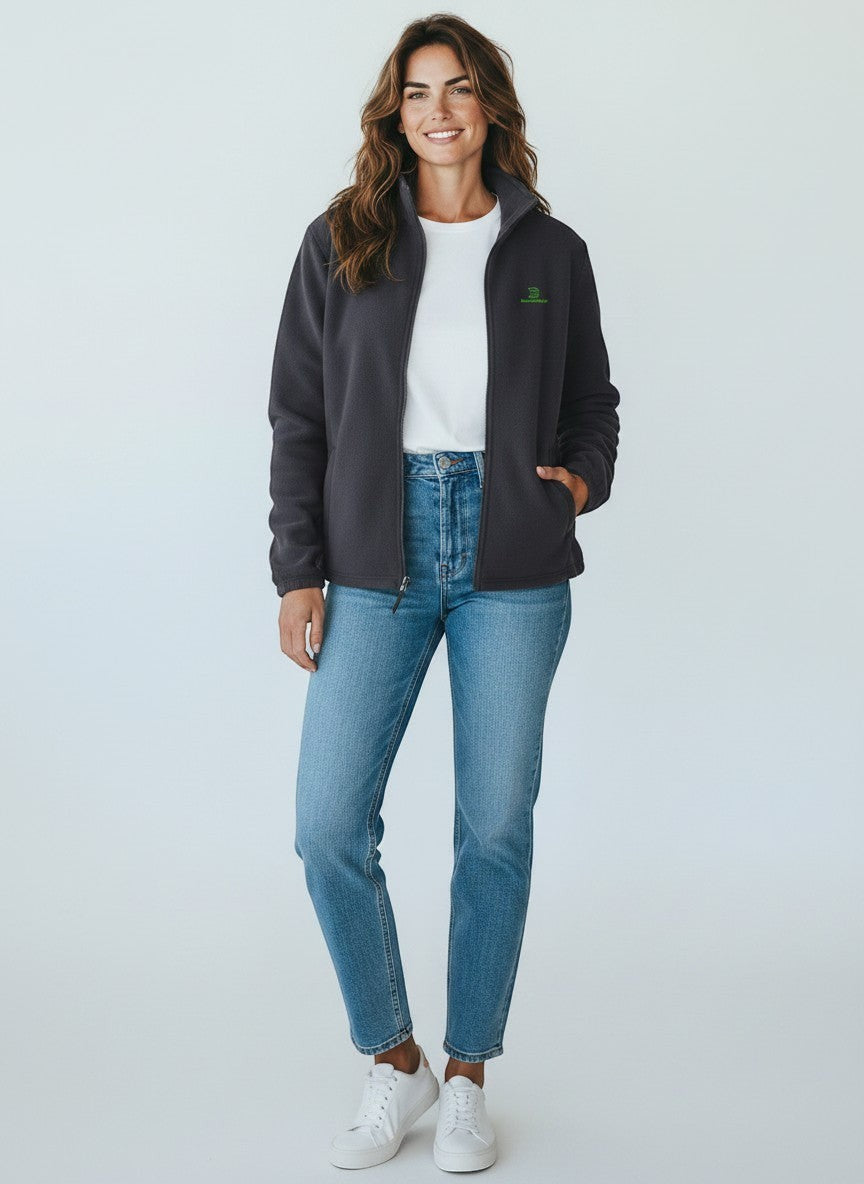 Core Fleecejacke – grüne Stickerei