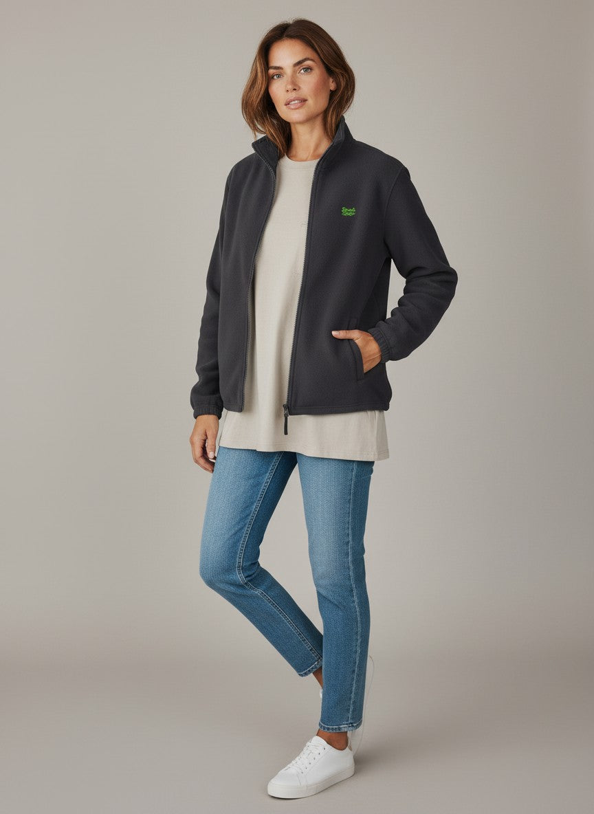 Monster Fleecejacke – grüne Stickerei