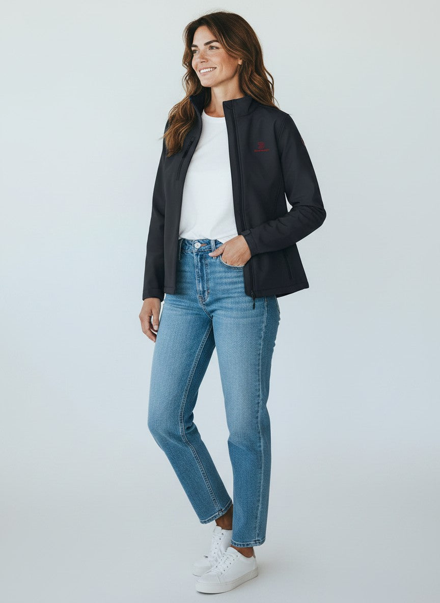 Essential Softshell Jacke – rote Stickerei