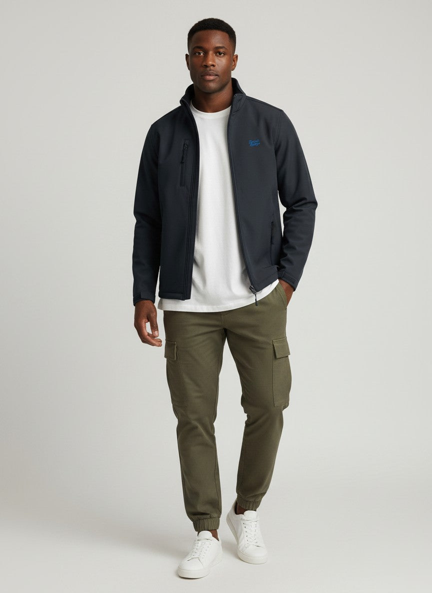 Motion Softshell Jacke – blaue Stickerei