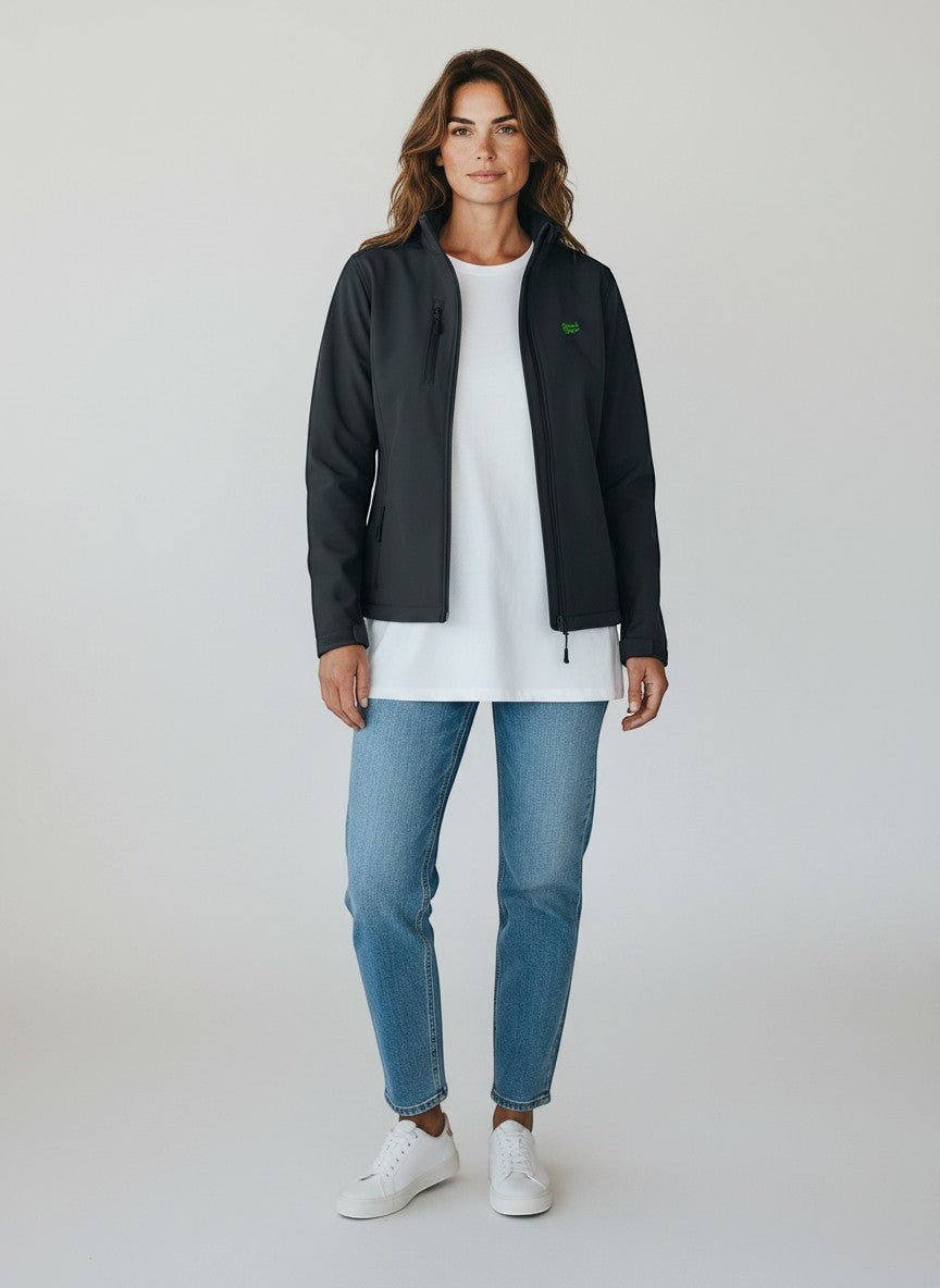 Monster Softshell Jacke – grüne Stickerei