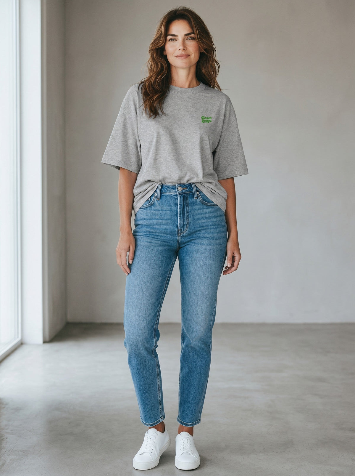 Monster Oversize T-Shirt 200 g/m² – Bio-Baumwolle, grüne Stickerei