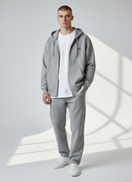 Power Zip Hoodie 350 g/m² – Bio-Baumwolle, rote Stickerei