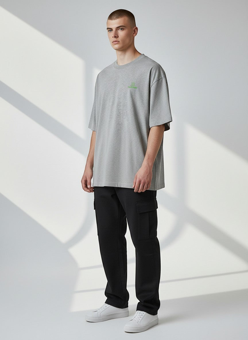 Core Oversize T-Shirt 200 g/m² – Bio-Baumwolle, grüne Stickerei