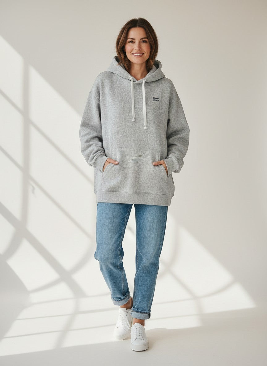 Form Oversize Hoodie 350 g/m² – Bio-Baumwolle, schwarze Stickerei