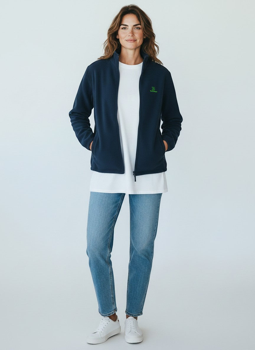 Core Fleecejacke – grüne Stickerei