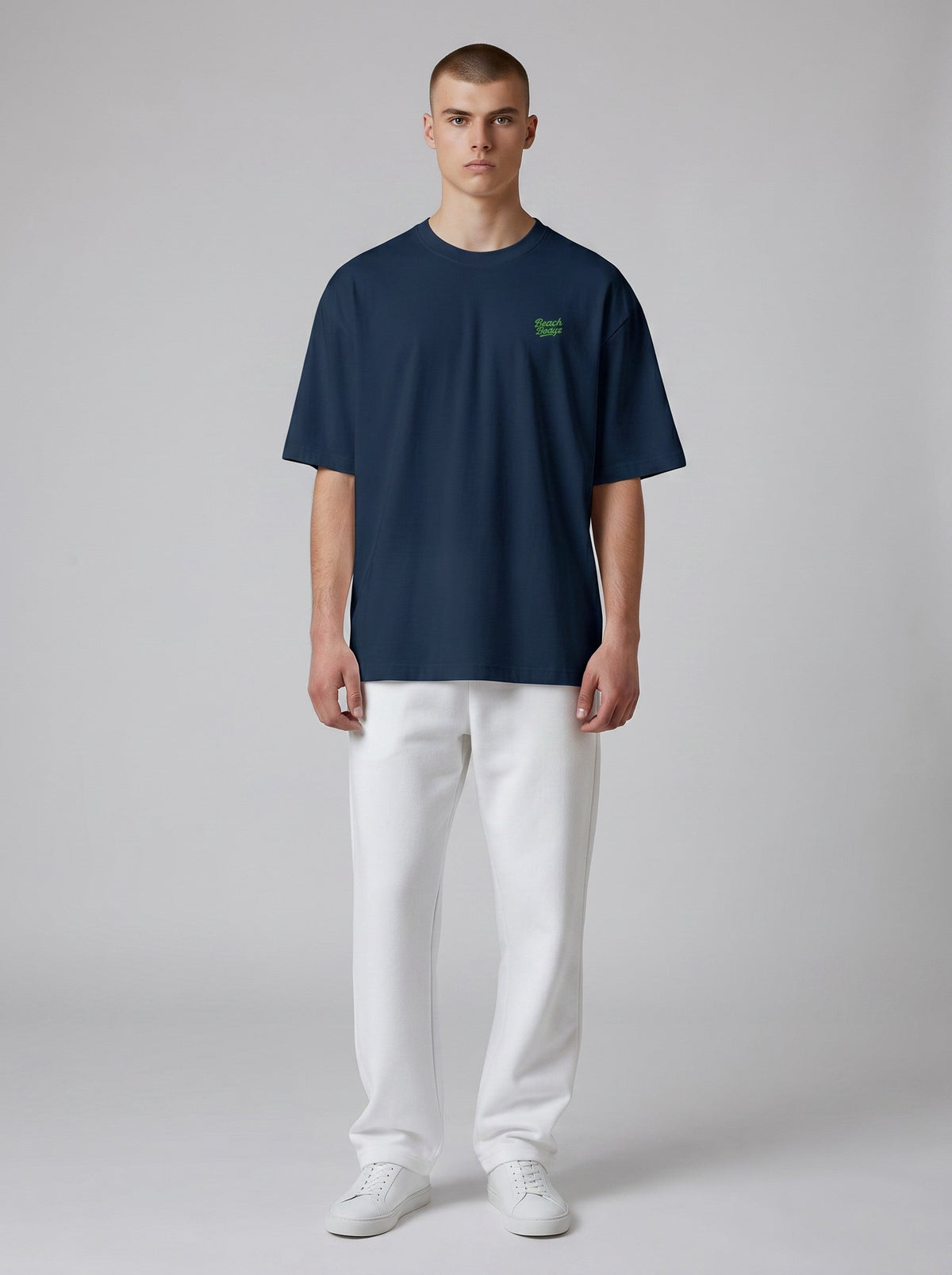 Monster Oversize T-Shirt 200 g/m² – Bio-Baumwolle, grüne Stickerei