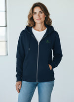 Core Zip Hoodie 350 g/m² – Bio-Baumwolle, grüne Stickerei