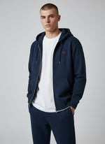 Power Zip Hoodie 350 g/m² – Bio-Baumwolle, rote Stickerei