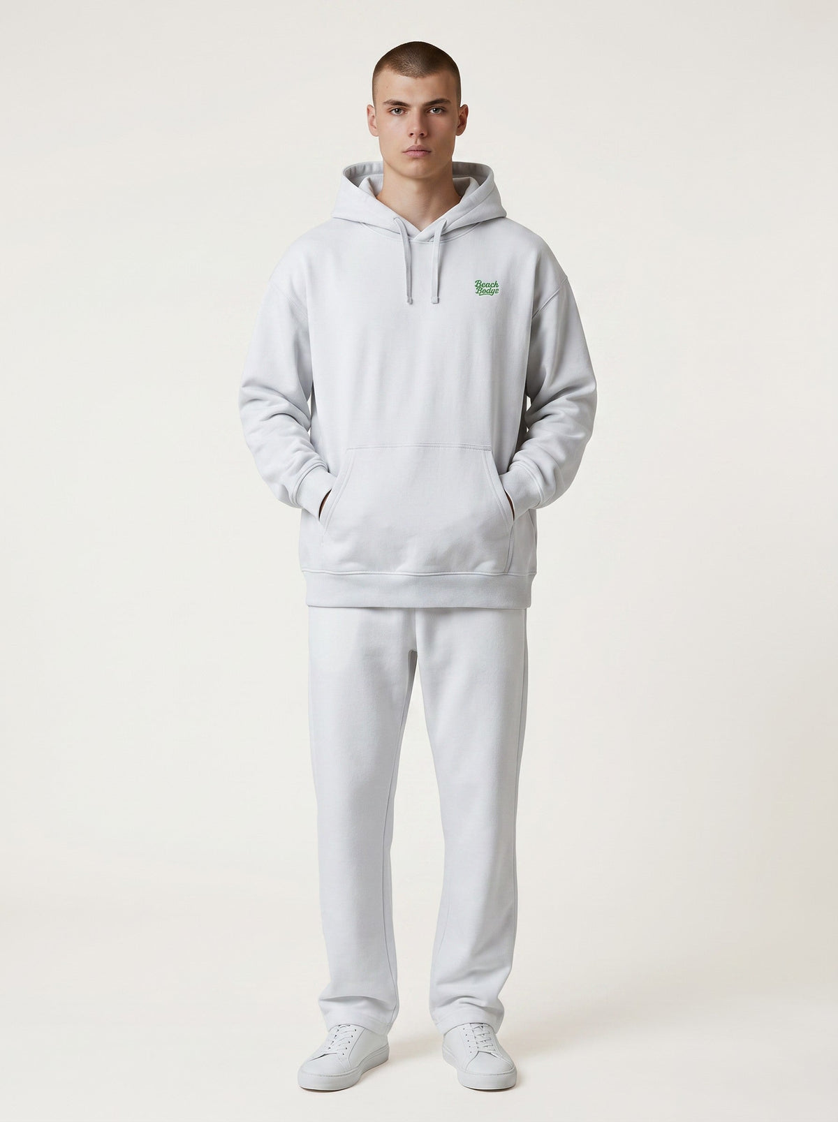 Monster Oversize Hoodie 350 g/m² – Bio-Baumwolle, grüne Stickerei