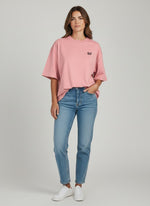 Form Oversize T-Shirt 200 g/m² – Bio-Baumwolle, schwarze Stickerei