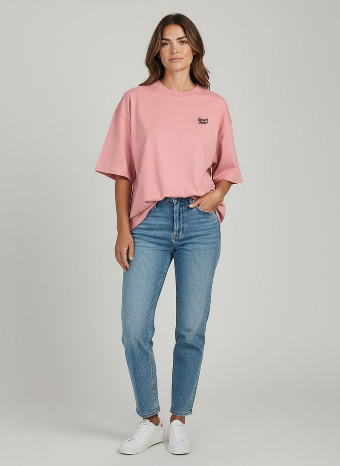 Form Oversize T-Shirt 200 g/m² – Bio-Baumwolle, schwarze Stickerei