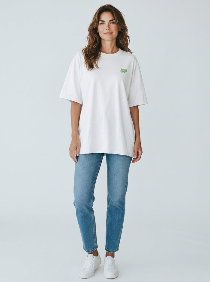 Monster Oversize T-Shirt 200 g/m² – Bio-Baumwolle, grüne Stickerei