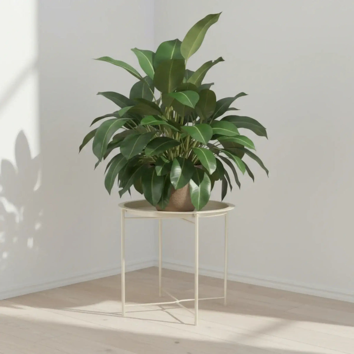 Beistelltisch Metalltisch beige rund 37x42 cm mit Tablett Tisch Ablagefläche Couchtisch