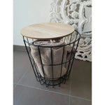 Beistelltisch Tisch mit Stauraum Ø 39 cm H=41 cm Metall/Holz Nachttisch Schwarz