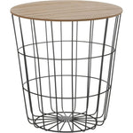 Beistelltisch Tisch mit Stauraum Ø 39 cm H=41 cm Metall/Holz Nachttisch Schwarz