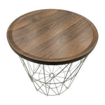Beistelltisch warmes grau Nussbaum Rund Couchtisch 37x40 cm Metall Holz