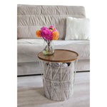 Beistelltisch warmes grau Nussbaum Rund Couchtisch 37x40 cm Metall Holz