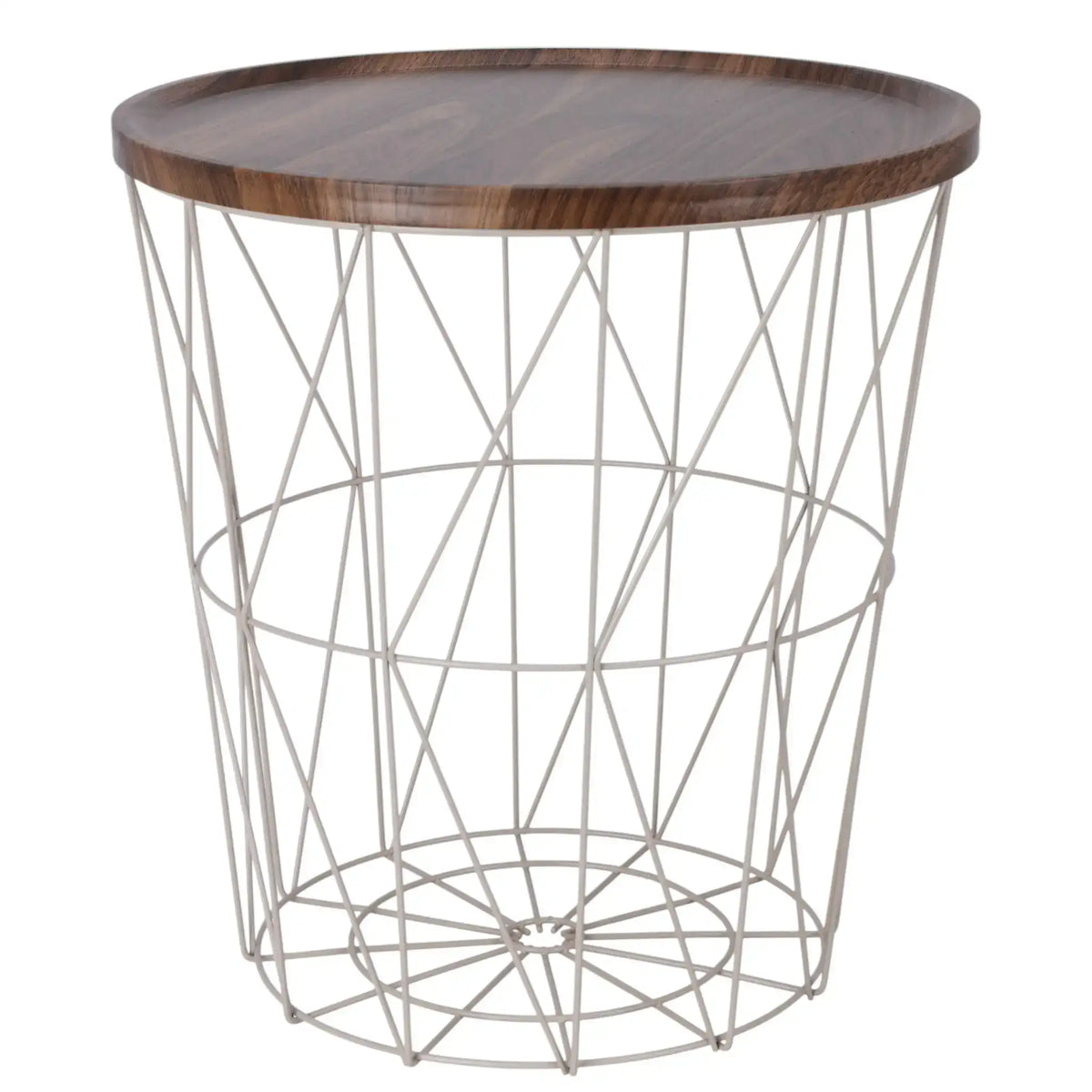 Beistelltisch warmes grau Nussbaum Rund Couchtisch 37x40 cm Metall Holz
