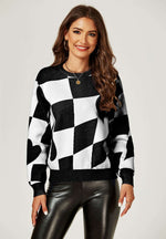 Comfy Geometric Pattern Jumper Top In Black & White Namma Markt