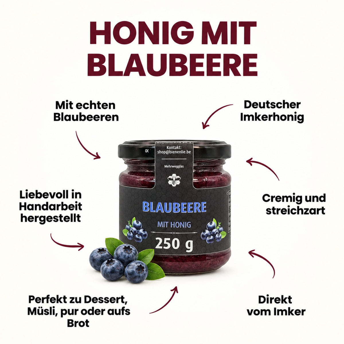 Blaubeere mit Honig - mild & fruchtig | 250g