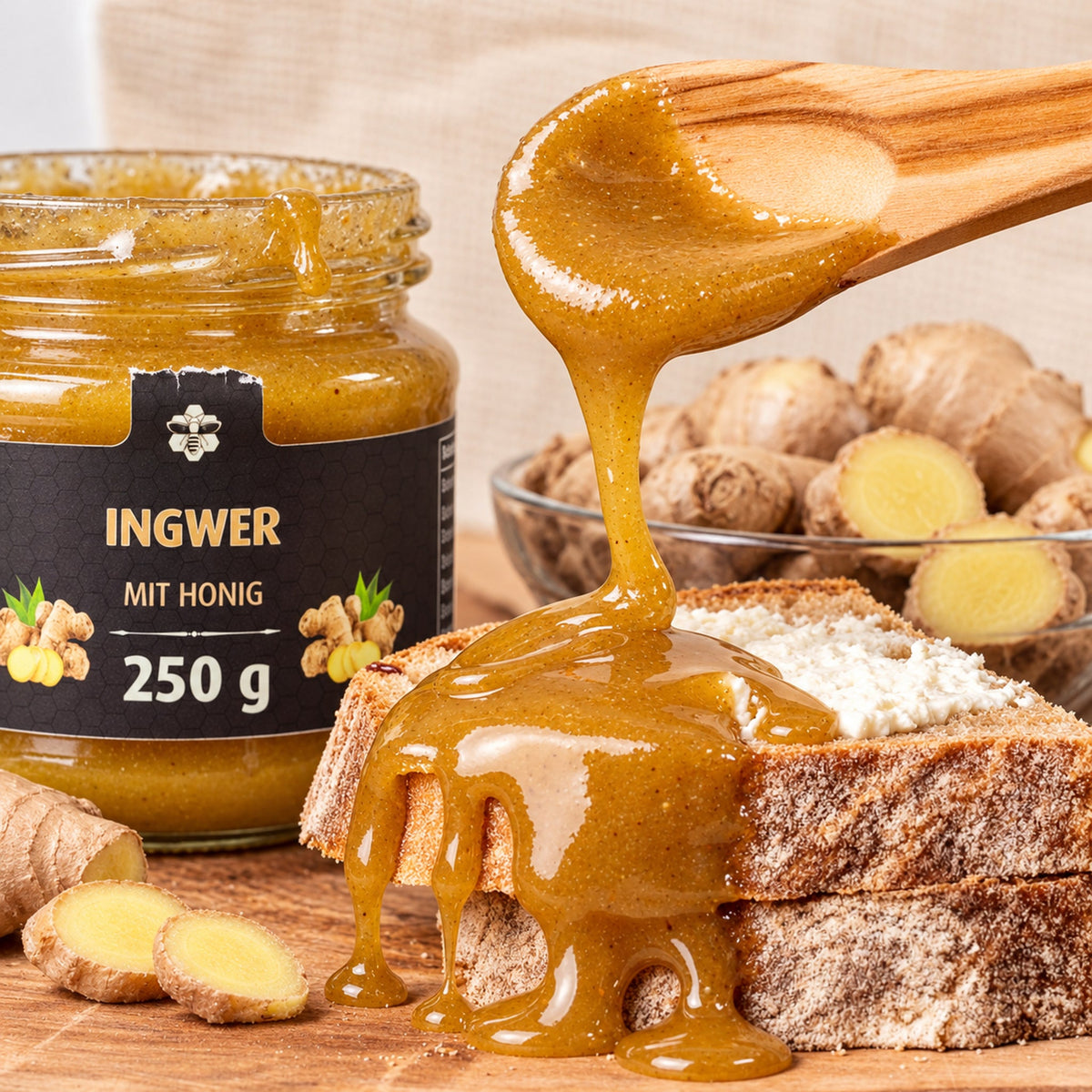Ingwer mit Honig - würzig & leicht scharf | 250g