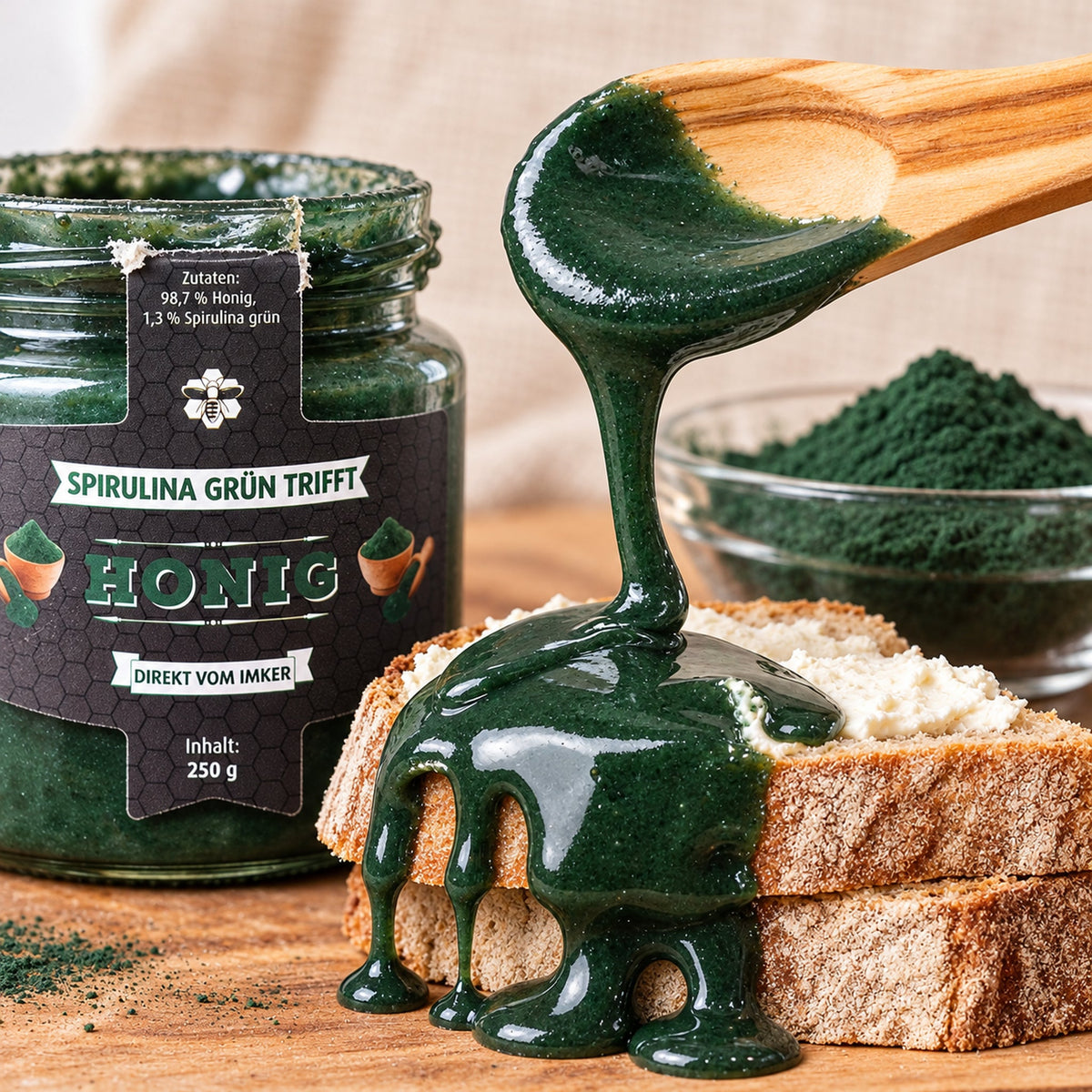Spirulina Grün mit Honig - leicht algig & besonders | 250g