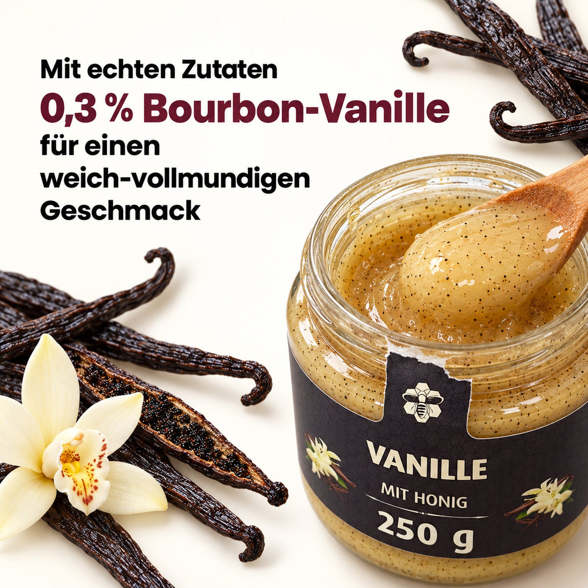 Vanille mit Honig - weich & vollmundig | 250g