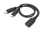 USB 3.1 Kabel 30 cm Typ C & 2.0 Micro B Stecker zu Buchse Adapter in Schwarz | System-S