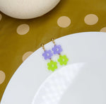 Bunte Blumen Ohrhänger violett lime